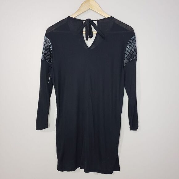 Fresh FX Small NWT Black Grey Velvet Long Sleeve Tunic Top - Picture 6 of 11